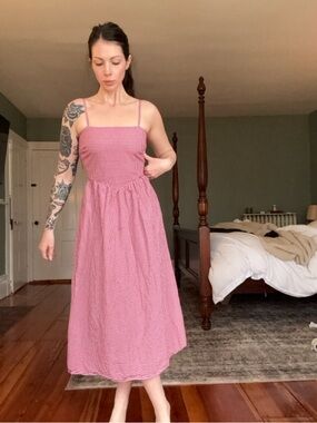 100% cotton gingham midi dress